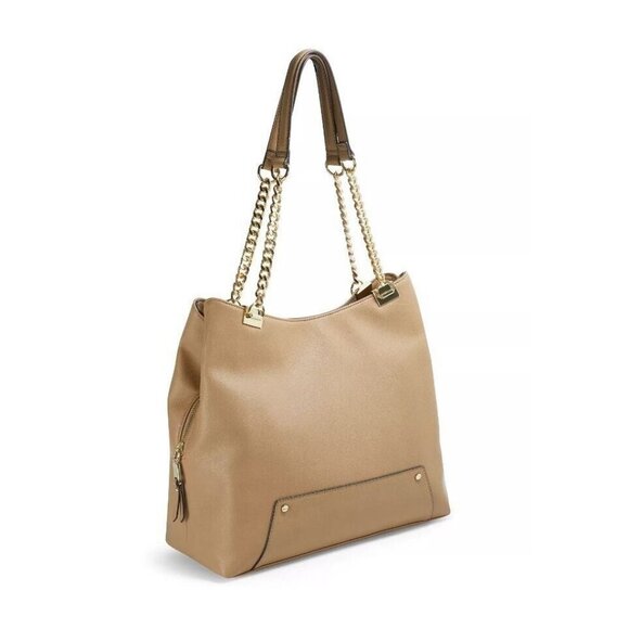 INC Trippii faux-leather chain strap women's tote shoulder bag - CAMEL (Used) - Picture 2 of 12